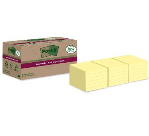 Cf. 14+4pz blocco 70fg Post-itÂ®SuperSticky Green 76x76mm 654R-SSCY14+4 giallo